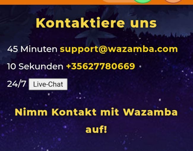 Wazamba Kundenservice