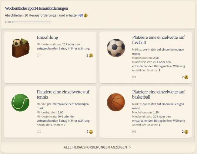 VIPLuck Sportwetten Herausforderungen