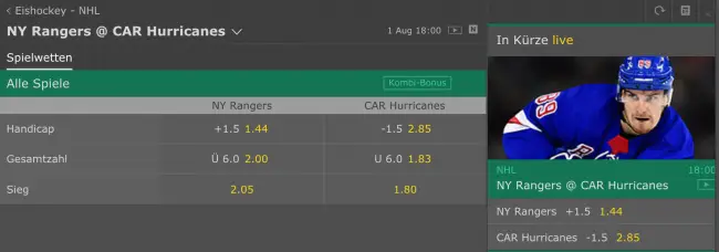 bet365 Eishockeyquoten