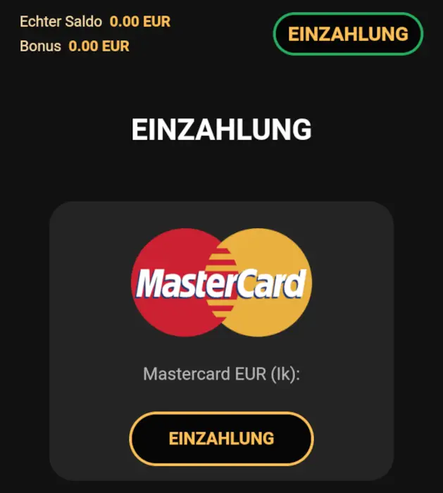 MasterCard ist im Angebot von Captainsbet enthalten.