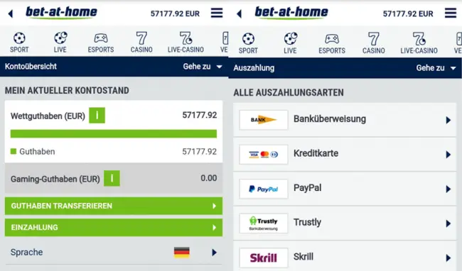 Bet-at-home Auszahlung