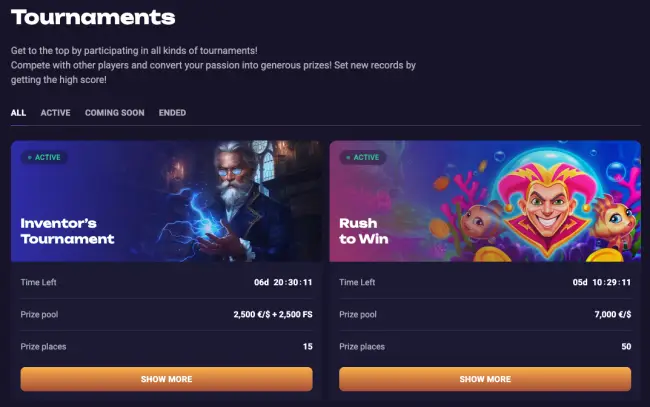 Spirit Casino Tournaments