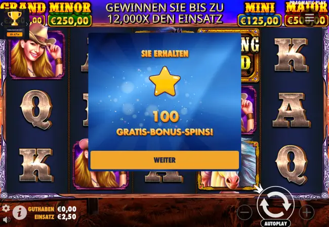 100 Freispiele Mustang Gold Slot