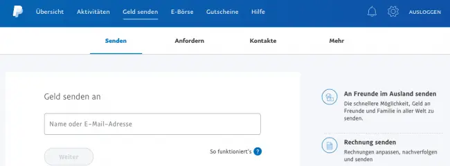 paypal geld senden