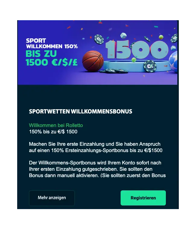 Rolletto Anmeldung Bonus