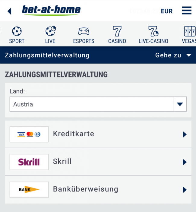 bet-at-home Auszahlung mobil