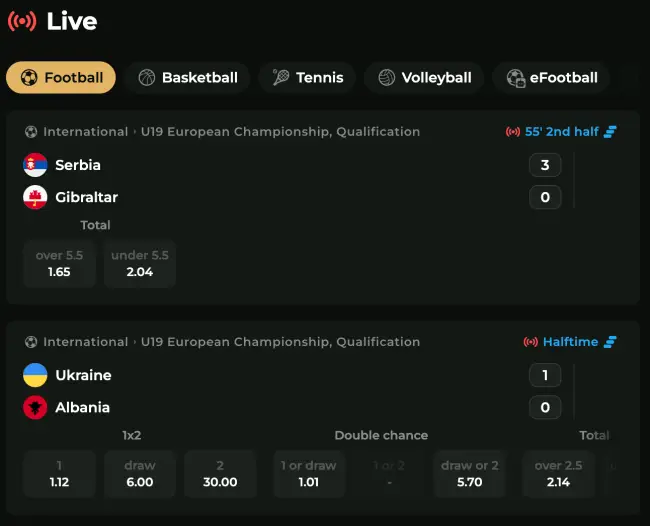 Goldzino Sport Live Betting