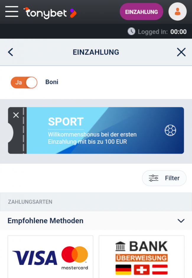Tonybet Bonus