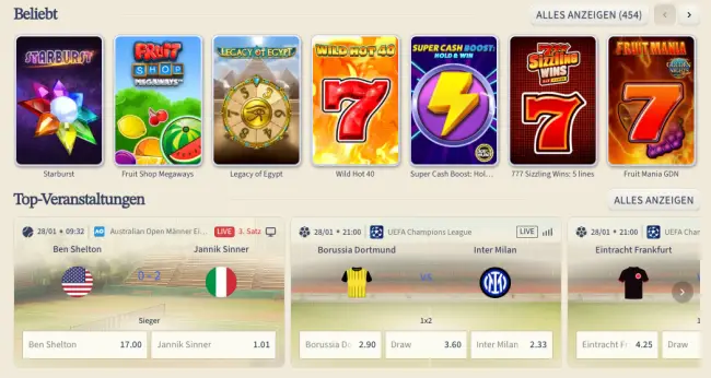 Beste Sportwettenanbieter mit Spielothek